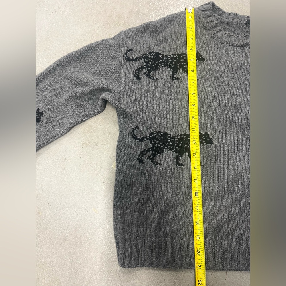 Rails Perci Jungle Cat Cotton Cashmere Gray Crewneck Knit Sweater Sz MEDIUM - Picture 15 of 15